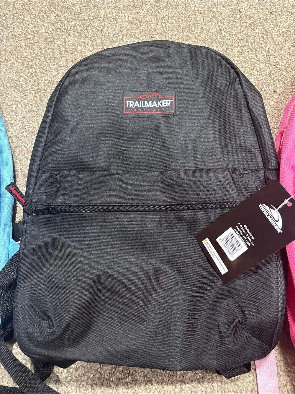 3 Classic Pink and black and blue Backpack - Lightweight Casual Daypack